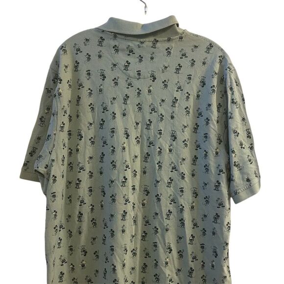 Disney Men's Polo Shirt L Green Mickey Mouse Print Short Sleeve - Picture 9 of 11